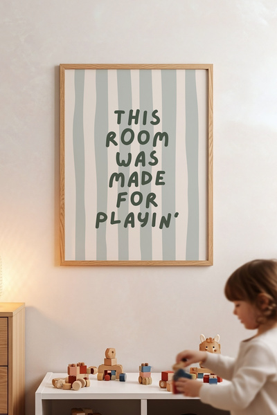 Posteria Spor Temalı Erkek Çocuk Odası Tavblosu, Doğal Ahşap Çerçeve + Poster...