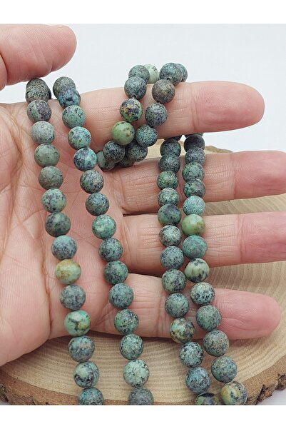 Yasamtohumu سلسلة خرز من حجر الفيروز الأفريقي - حجر طبيعي عالي الجودة بحجم 8 مم