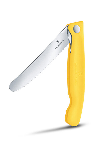 Victorinox Folding Knife with Locking System 6.7838.FC1, Serrated Blade 11 cm, Lemon Yellow