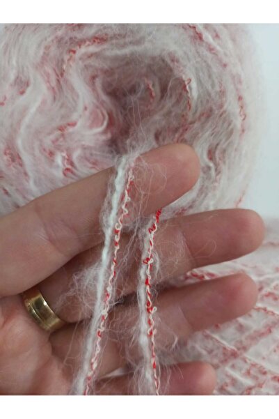 İPEK YÜN İPLİK DÜNYASI Moher Örgü İpi (Beyaz) Buklet İp (Kırmızı,Beyaz Kırçıllı) Karışım 100gr