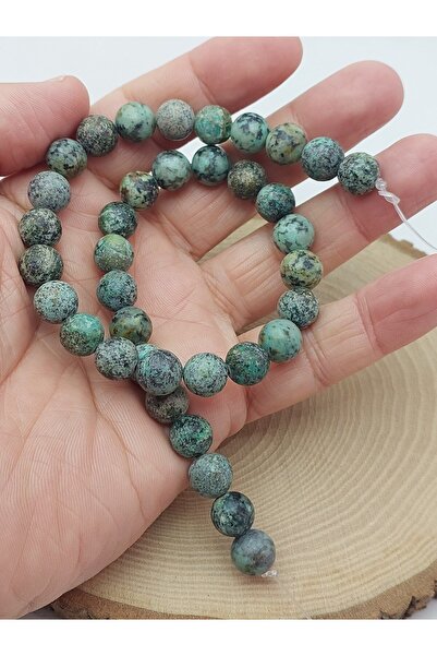 Yasamtohumu سلسلة خرز من حجر الفيروز الأفريقي - حجر طبيعي عالي الجودة بحجم 10 مم