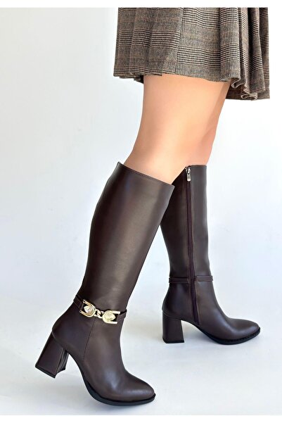 Erbilden Mooni Brown Leather Heeled Boots