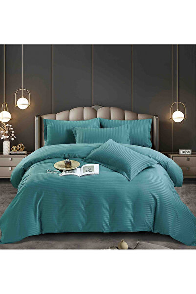FIONNA.RO Satin Damask Bed Linen 1 Person - Turquoise