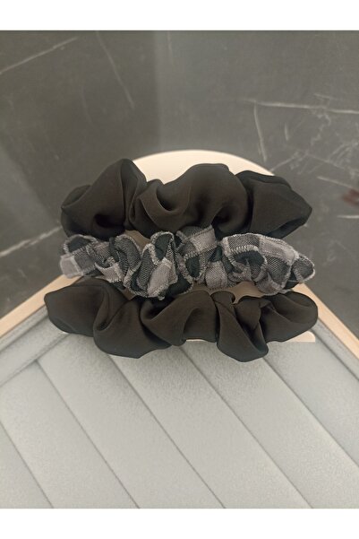 MutluBiDünya 3 lü Orta Boy Saten Scrunchie Saten Simit Toka Seti