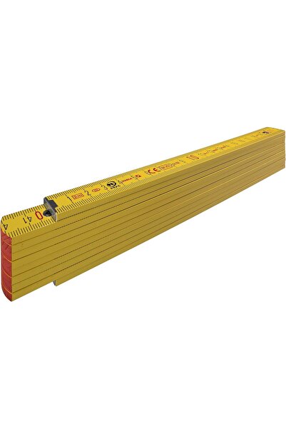 Stabila 01304 مسطرة خشبية قابلة للطي من النوع 707 بمقياس متري أصفر بطول 2 متر