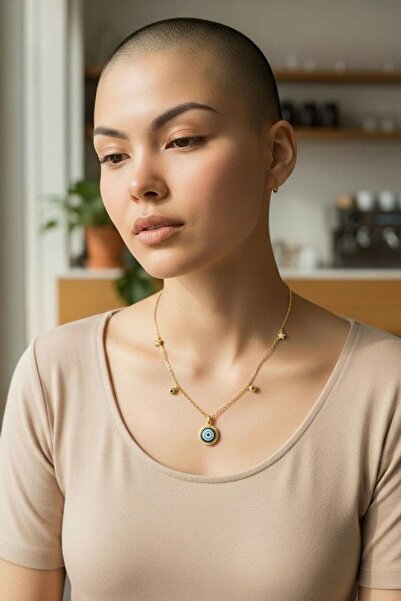 YUSSO ACCESSSORY Kadın Gold Nazar Çelik Kolye 316L