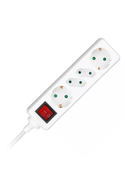 KlaussTech Extension cord with 4-way switch, white, 1.5m (3g1.5mm2)