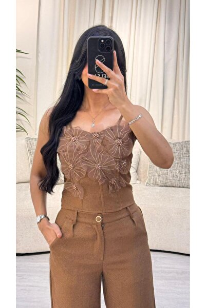 SELSAL بلوزة كروسية مطرزة لؤلؤ وورد بارز