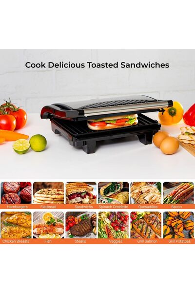 Alim Sokany Press Grill Maker SK-223, Sandwich Maker Stainless Steel 850W