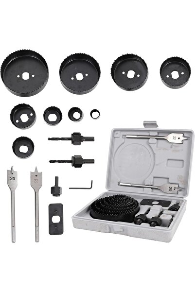 Bmb 18-Piece Hole Saw Set - Carbon Steel Blades, Spade Bits & Mandrels