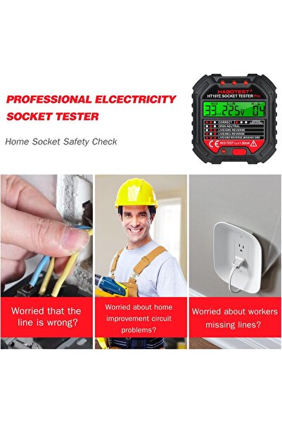 EACAM GFCI Outlet Tester with Voltage Display 90-250V Socket Tester HT107E