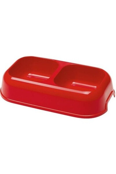 Ferplast وعاء بلاستيكي مزدوج - حفلة 16 - 26.5 × 15 × ارتفاع 5.6 سم - 750 مل