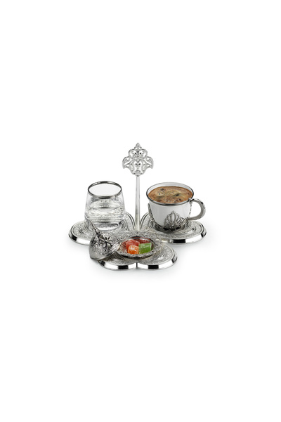 KT HOME Groom's Coffee Set Turkish Coffee Single Cup Set with Tray Water Glass Promise Engagement