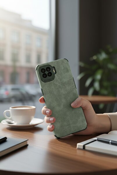 batuteknoloji Oppo Reno 4 Lite Kamera Korumalı Süet Görünüm Suni Deri BTU Sil...