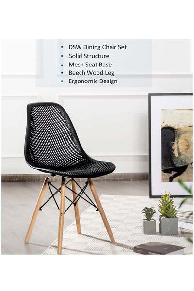 Taimi 3-Piece Dining Set – Round Tempered Glass Table 80x80x72cm with Wooden Legs & 2 Black Chairs