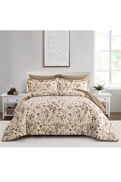 Cannon Floral Flannel Bedspread with Sewn Filling, 6 Pieces, Queen Size, 240x220cm, Donna Cannon
