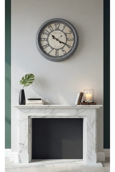 Noor Luxury wall clock with a classic style, gray color, 50*50