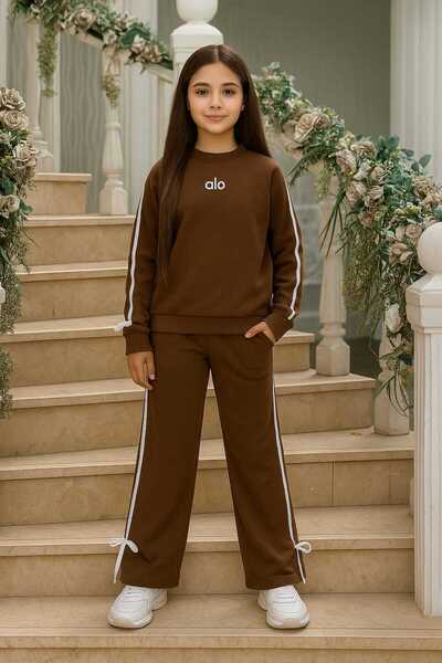 EFSACE Alo Printed Bowknot Girl's Suit Fleece-Lined Corded Fabric Fabric 6 16 Years Old