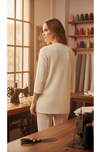 larocci Leaf Detailed Cardigan Bone + Shawl Gift