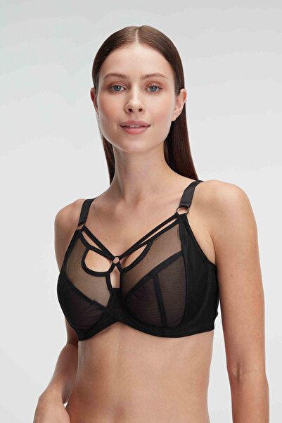 M MERC Giyim Tulle Underwire Supportless Padding-Free Collar Detailed Gatheri...