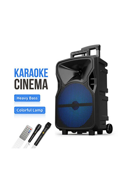 singe ZQS12129 12 Inch DJ System Karaoke Party Trolley Speaker With Two Microphone