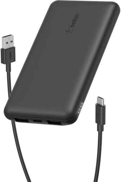 Belkin 10000mAh Portable Power Bank, 1x USB-C & 2x USB-A, up to 15W – Black