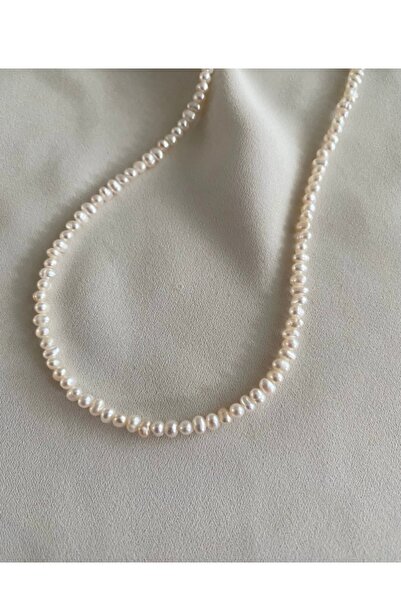 gaila design Gerçek Kum İncisi Kolye 3 mm Çelik Aparatlı