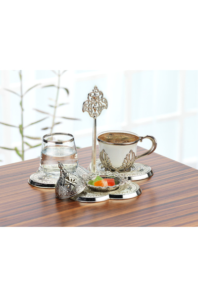 KT HOME Groom's Coffee Set Turkish Coffee Single Cup Set with Tray Water Glass Promise Engagement