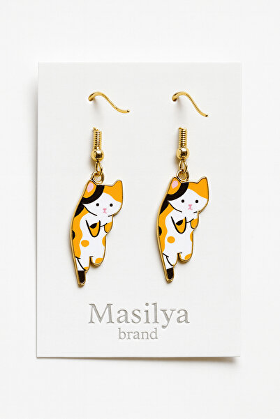 masilya brand Kedi Figürlü Küpe