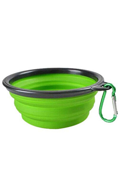 TEN SHOP Bol pliabil din silicon cu carabină pentru câini și pisici - Verde