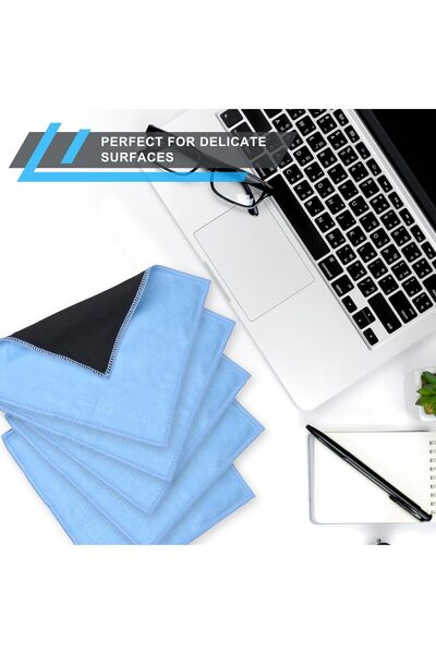 Generic Eco-Fused Microfiber Cleaning Cloths 5-Pack, Double-Sided Microfiber & Suede for Screens & Lenses