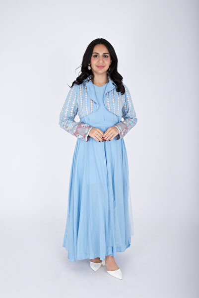 IKKXA فستان مطرز بنقشة عصرية من قطعتين