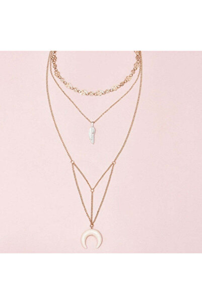 Altele Colier cu 3 straturi cu pene și semilună