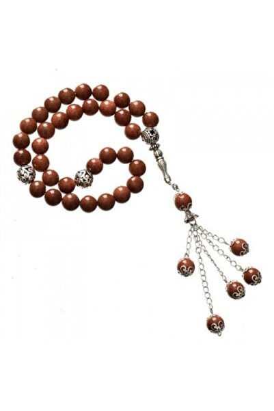 Eagal مسبحة من حجر العقيق البني الطبيعي (33 حبة، 10 مم)