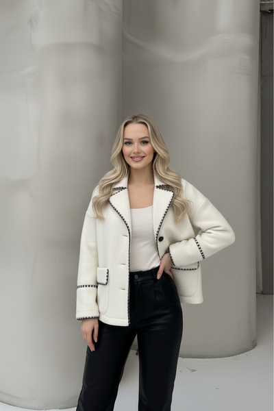 ALFUDO Moda Collection Valley Women's Double-Breasted Collar Teddy Coat