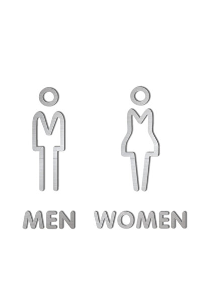 SP 3D Acrylic Men & Women Washroom Door Sign - Silver (Pack of 2)
