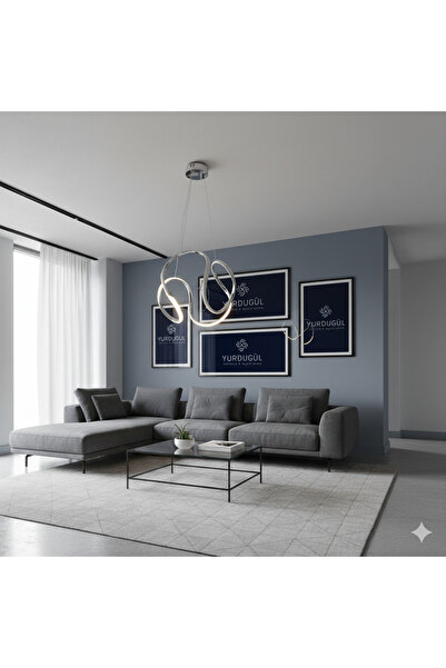 YURDUGÜL Yağmur Model Avize – Krom Kasa – 3 Renk Işık – Modern Salon ve Oturm...