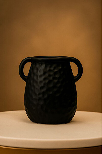 Oss elhetraf مزهرية سيراميك سوداء أنيقة للديكور العصري