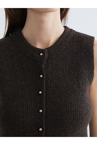 LC Waikiki Brown Crew Neck Women's Knitwear Vest