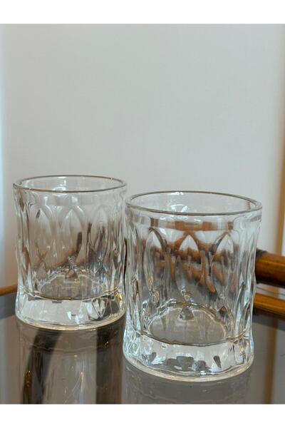 Miko Home & Garden Embossed Patterned Glass Cup – Set of 2 (Heavy Base – Water & Soft Drink Cup)