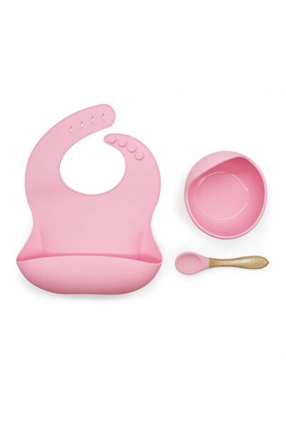 Generic طقم طعام سيليكون جانوري لتعليم الطفل الأكل الذاتي – وردي