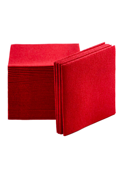 NapkinStore مناديل كوكتيل حمراء من القماش 24 قطعة