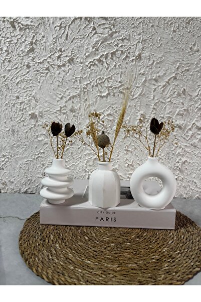 Zigzag Home Decorative Bohemian Style Mini Size 3 Piece Vase Set Minimall Flower Vase Figurine Vase Small Size