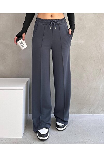 Butik Premium-Cupralı-Modal-Kumaş-Çımalı-Palazzo-Bol Paça-Yumuşak-Dokulu-Beli...