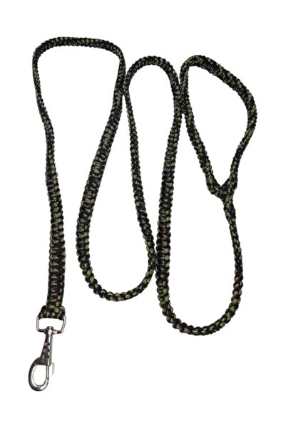 moonparacord Dog Walking Leash Black with Green and Pink Stripes 215 cm