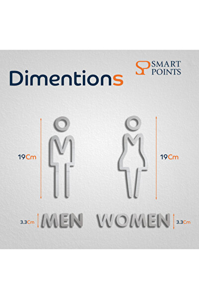 SP 3D Acrylic Men & Women Washroom Door Sign - Silver (Pack of 2)