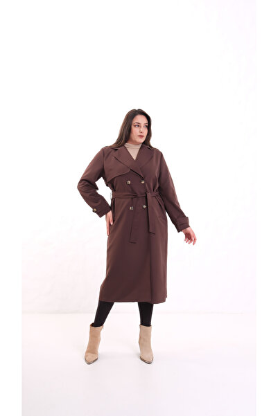 Sevda Etek Kruvaze Yaka Uzun Trençkot