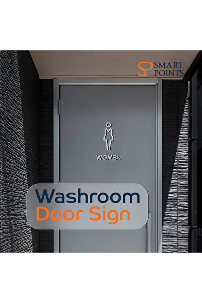 SP 3D Acrylic Men & Women Washroom Door Sign - Silver (Pack of 2)