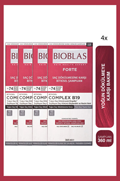 Bioblas Forte Yoğun Saç Dökülmelerine Karşı Bitkisel Şampuan 360 ml 4 ADET