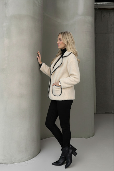 ALFUDO Moda Collection Valley Women's Double-Breasted Collar Teddy Coat